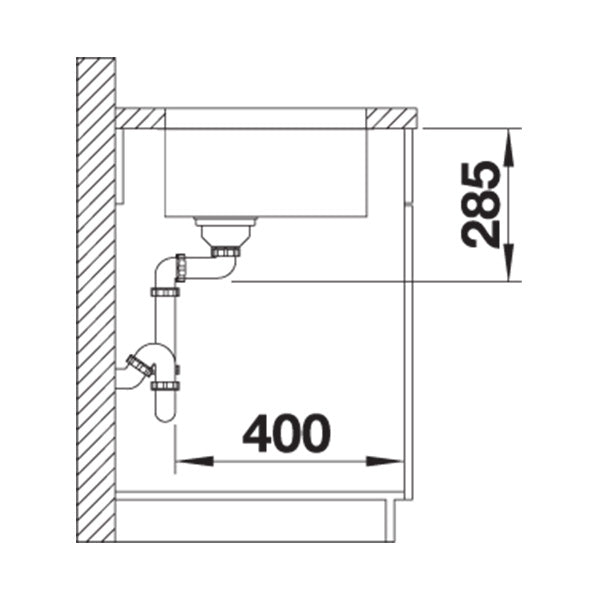 Inox sudopera Blanco SUPRA 400-U + drvena daska - 400x400x175