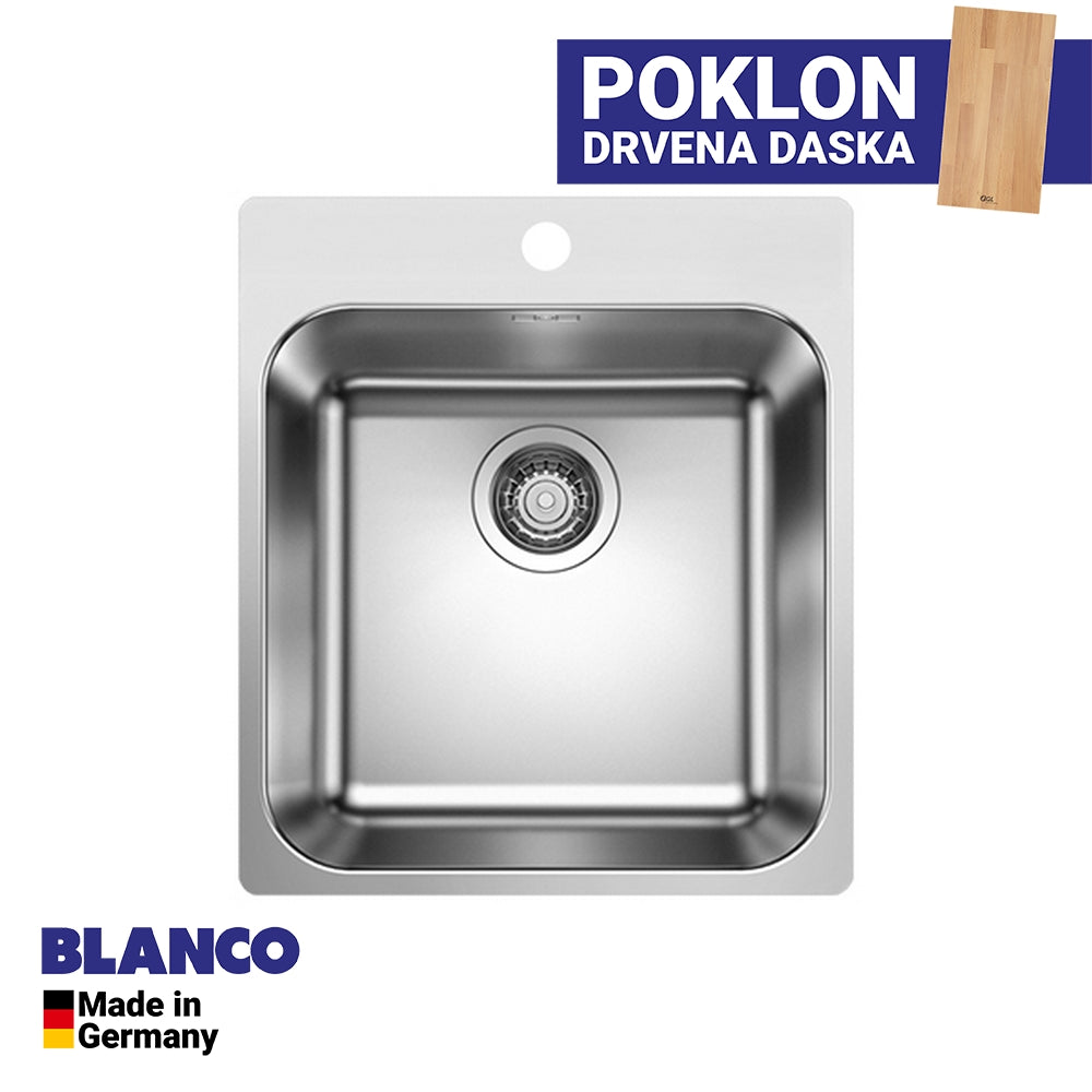 Inox sudopera Blanco SUPRA 400-IF/A + drvena daska - 440x500x175