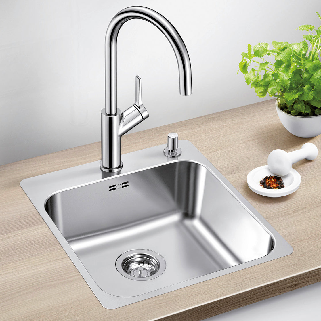 Inox sudopera Blanco SUPRA 400-IF/A + drvena daska - 440x500x175