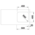 Inox sudopera Blanco SUPRA 450-U + drvena daska - 450x400x175