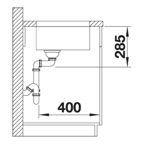 Inox sudopera Blanco SUPRA 450-U + drvena daska - 450x400x175