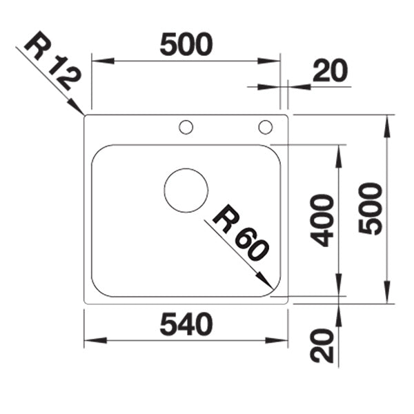 Inox sudopera Blanco SUPRA 500-IF/A + drvena daska - 540x500x175