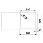 Inox sudopera Blanco SUPRA 500-IF/A + drvena daska - 540x500x175