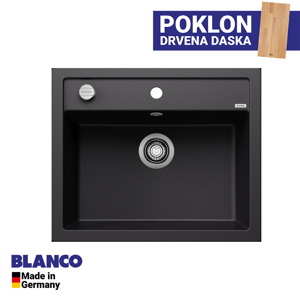 Granitna sudopera Blanco Silgranit DALAGO 6  sa podizačem čepa + drvena daska - 615x510x190