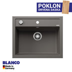 Granitna sudopera Blanco Silgranit DALAGO 6  sa podizačem čepa + drvena daska - 615x510x190