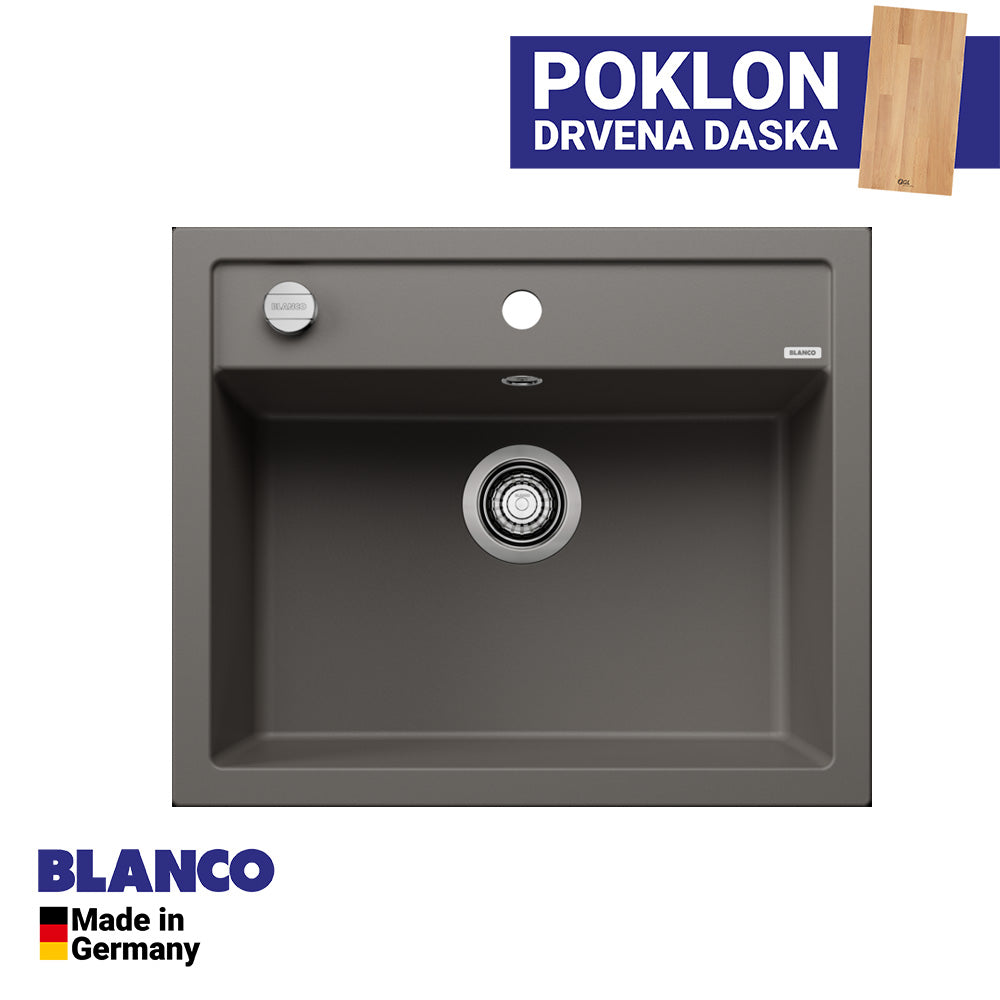 Granitna sudopera Blanco Silgranit DALAGO 6  sa podizačem čepa + drvena daska - 615x510x190
