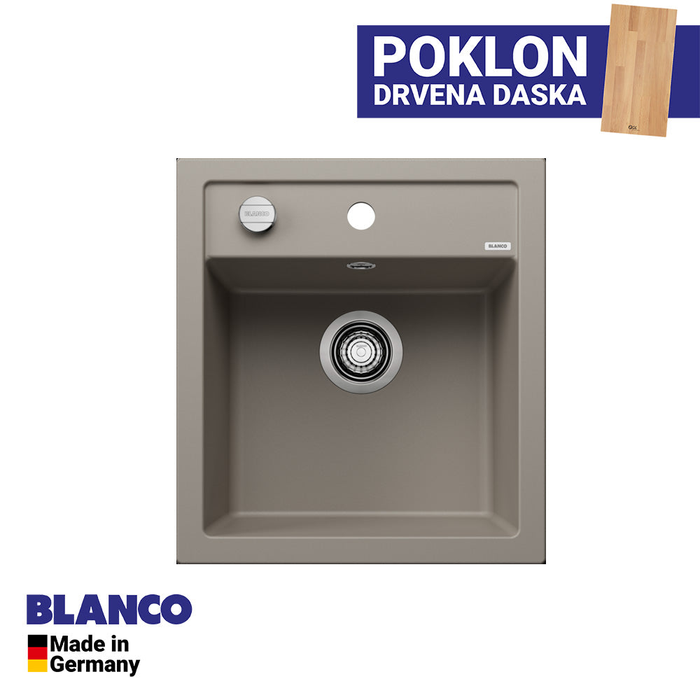 Granitna sudopera Blanco Silgranit DALAGO 45  sa podizačem čepa + drvena daska - 465x510x190