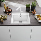 Granitna sudopera Blanco Silgranit DALAGO 5  sa podizačem čepa + drvena daska - 515x510x190
