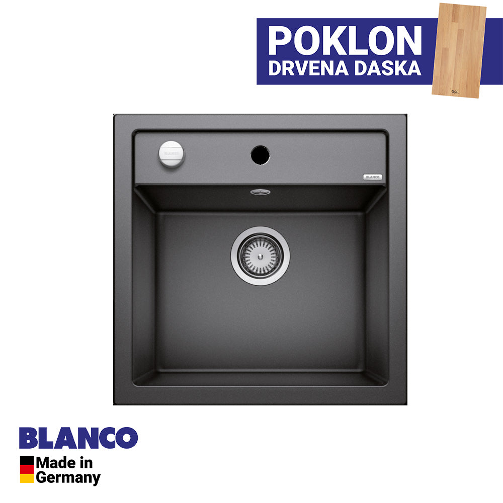 Granitna sudopera Blanco Silgranit DALAGO 5  sa podizačem čepa + drvena daska - 515x510x190