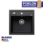 Granitna sudopera Blanco Silgranit DALAGO 5  sa podizačem čepa + drvena daska - 515x510x190