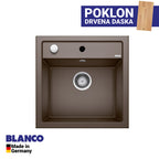 Granitna sudopera Blanco Silgranit DALAGO 5  sa podizačem čepa + drvena daska - 515x510x190