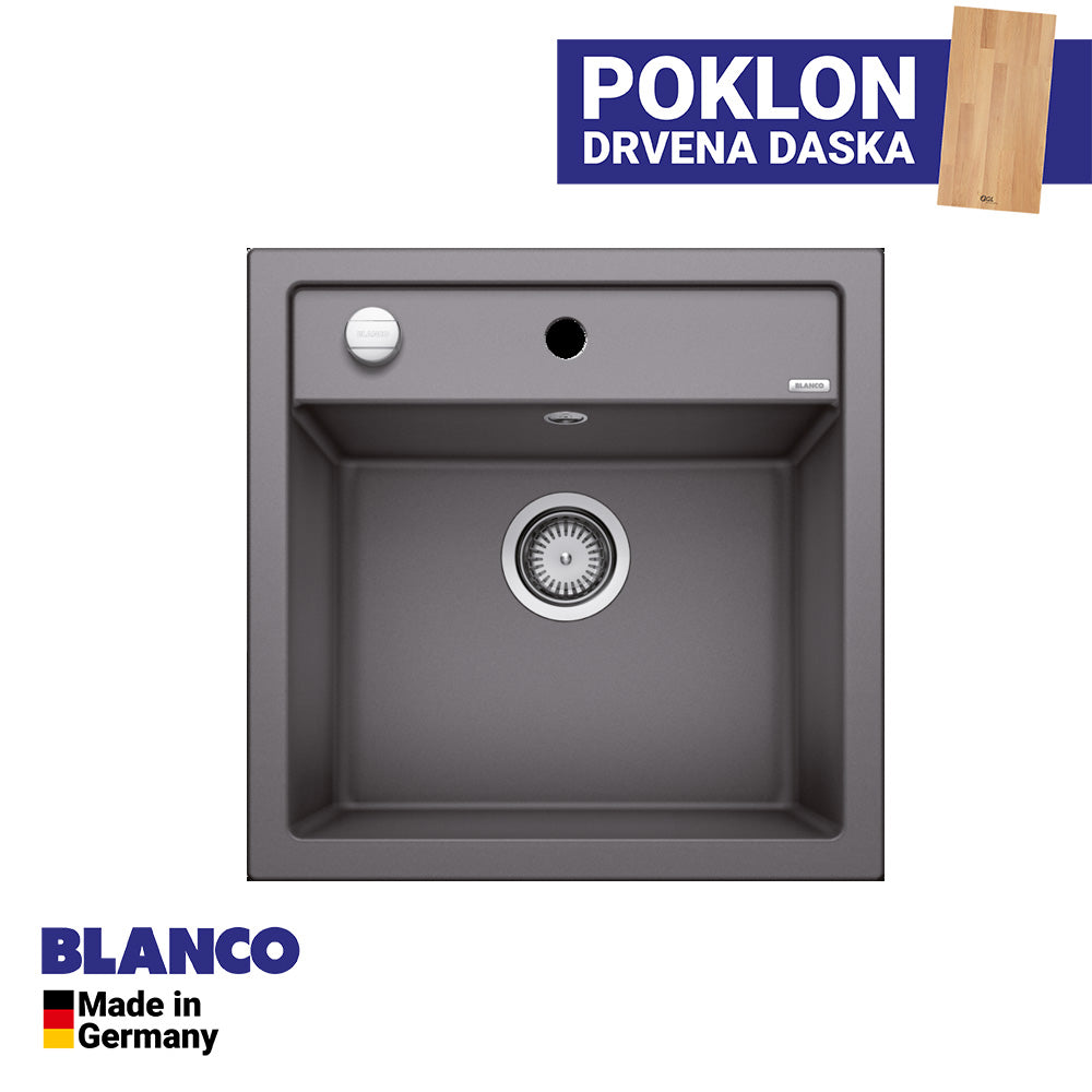 Granitna sudopera Blanco Silgranit DALAGO 5  sa podizačem čepa + drvena daska - 515x510x190