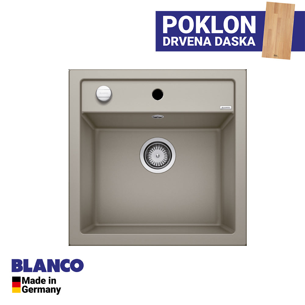 Granitna sudopera Blanco Silgranit DALAGO 5  sa podizačem čepa + drvena daska - 515x510x190