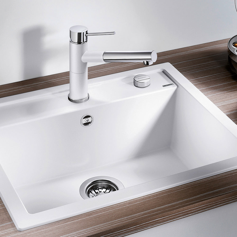 Granitna sudopera Blanco Silgranit DALAGO 6  sa podizačem čepa + drvena daska - 615x510x190