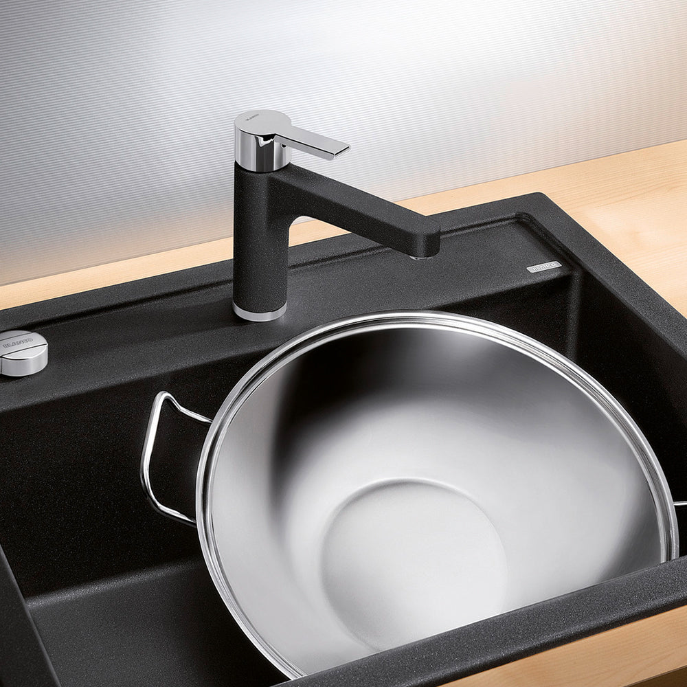 Granitna sudopera Blanco Silgranit DALAGO 6  sa podizačem čepa + drvena daska - 615x510x190