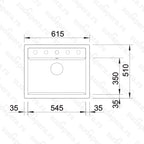 Granitna sudopera Blanco Silgranit DALAGO 6  sa podizačem čepa + drvena daska - 615x510x190