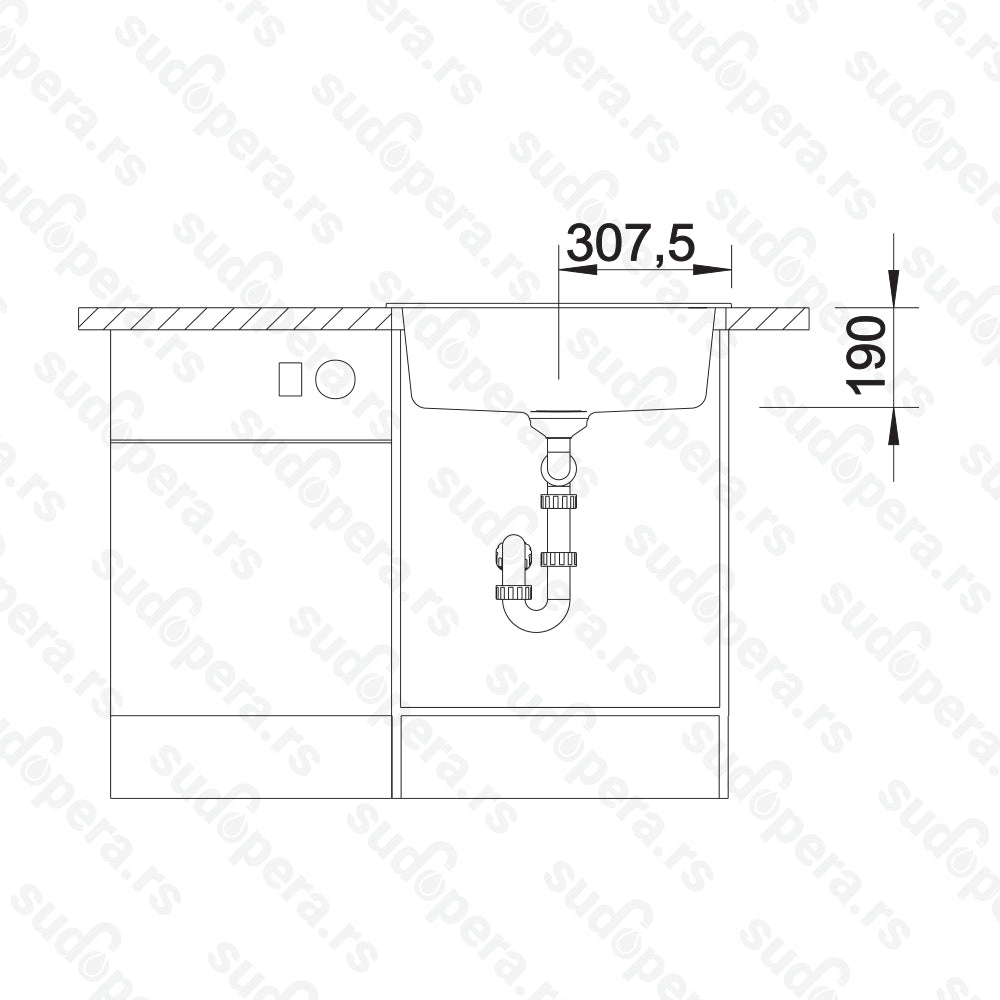 Granitna sudopera Blanco Silgranit DALAGO 6  sa podizačem čepa + drvena daska - 615x510x190