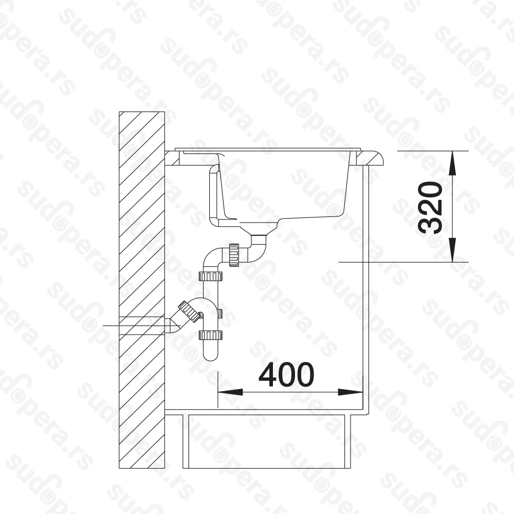 Granitna sudopera Blanco Silgranit DALAGO 6  sa podizačem čepa + drvena daska - 615x510x190