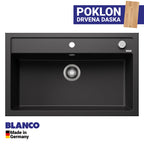 Granitna sudopera Blanco Silgranit DALAGO 8  sa podizačem čepa + drvena daska - 815x510x190