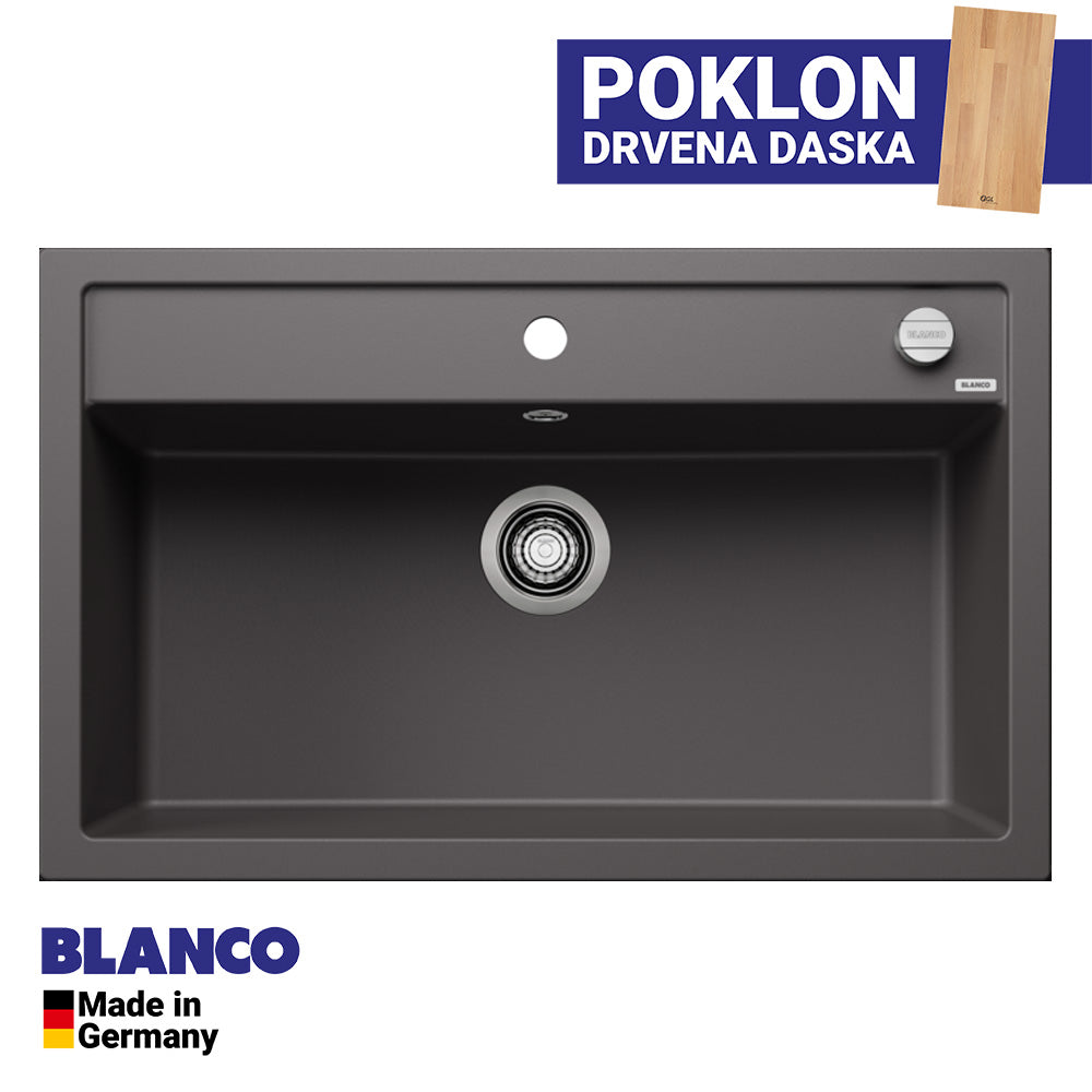 Granitna sudopera Blanco Silgranit DALAGO 8  sa podizačem čepa + drvena daska - 815x510x190