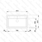 Granitna sudopera Blanco Silgranit DALAGO 8  sa podizačem čepa + drvena daska - 815x510x190