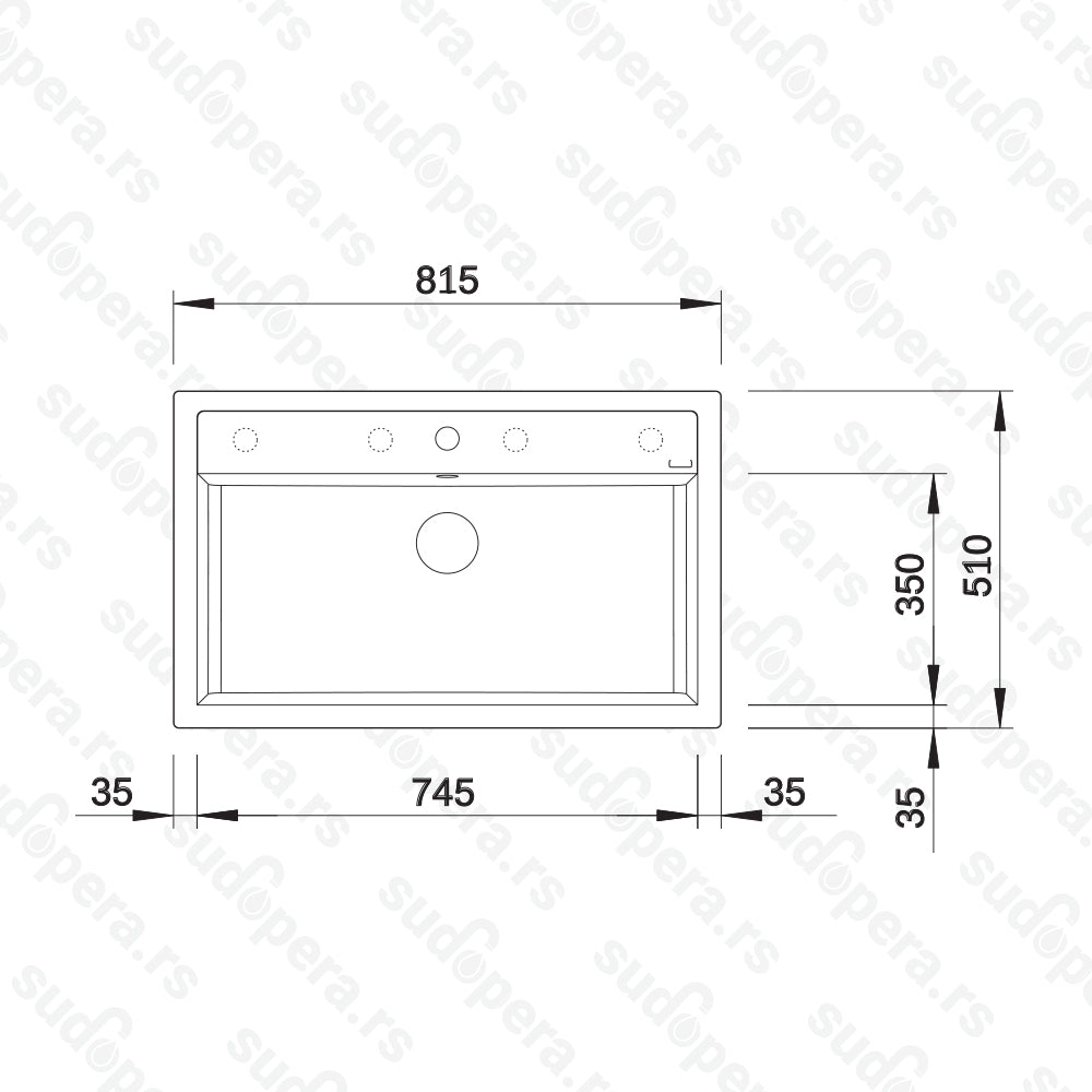 Granitna sudopera Blanco Silgranit DALAGO 8  sa podizačem čepa + drvena daska - 815x510x190