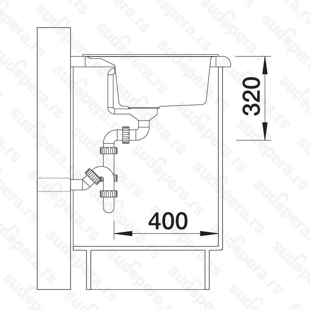 Granitna sudopera Blanco Silgranit DALAGO 8  sa podizačem čepa + drvena daska - 815x510x190