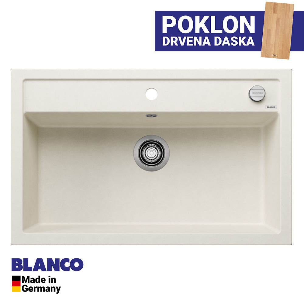 Granitna sudopera Blanco Silgranit DALAGO 8  sa podizačem čepa + drvena daska - 815x510x190