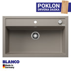 Granitna sudopera Blanco Silgranit DALAGO 8  sa podizačem čepa + drvena daska - 815x510x190