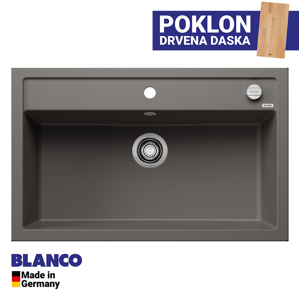 Granitna sudopera Blanco Silgranit DALAGO 8  sa podizačem čepa + drvena daska - 815x510x190