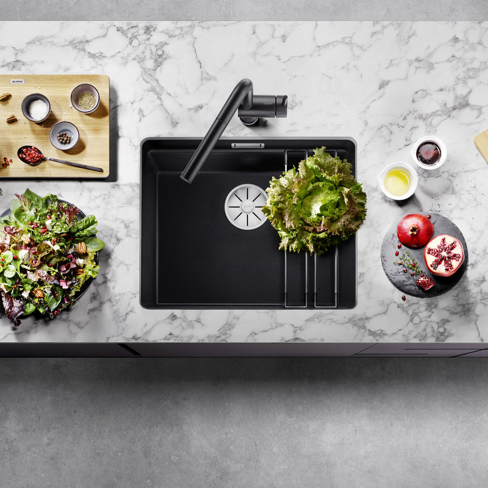 Granitna sudopera Blanco Silgranit ETAGON 500-U + pribor + drvena daska - 500x400x200