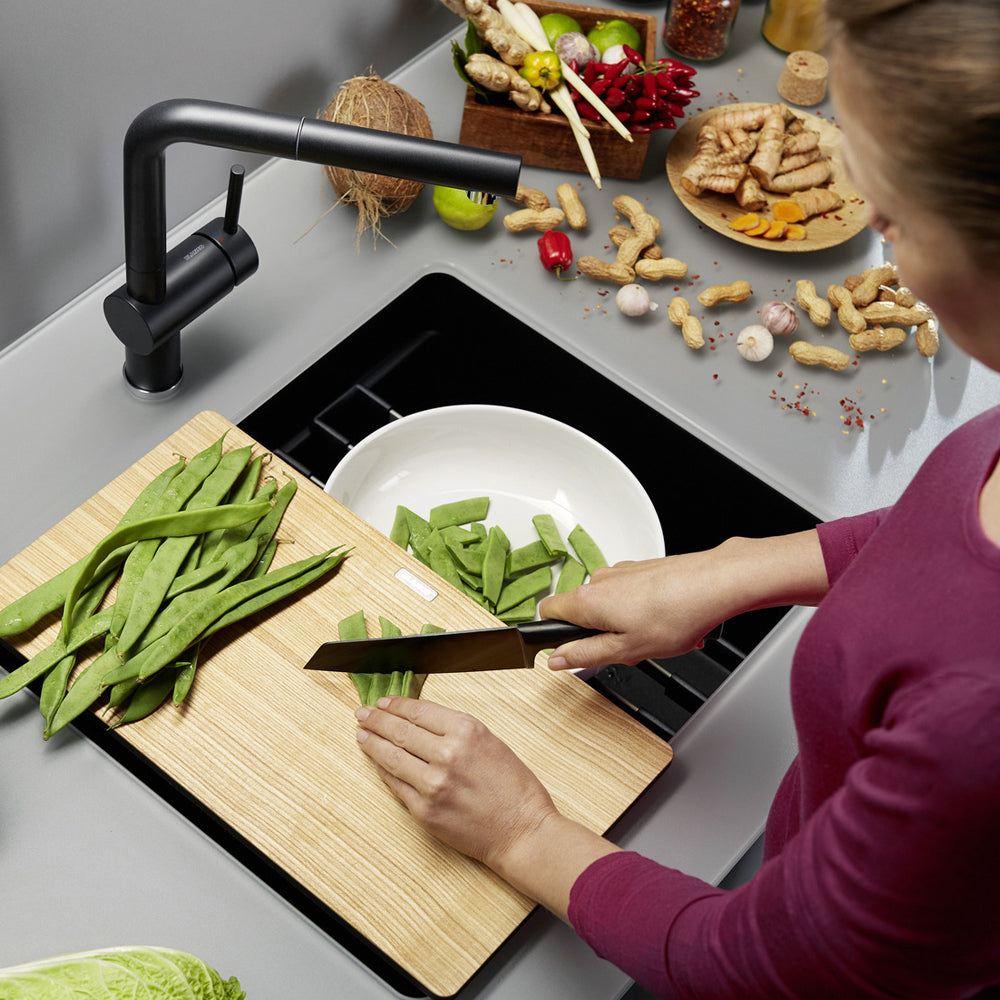 Granitna sudopera Blanco Silgranit ETAGON 500-U + pribor + drvena daska - 500x400x200