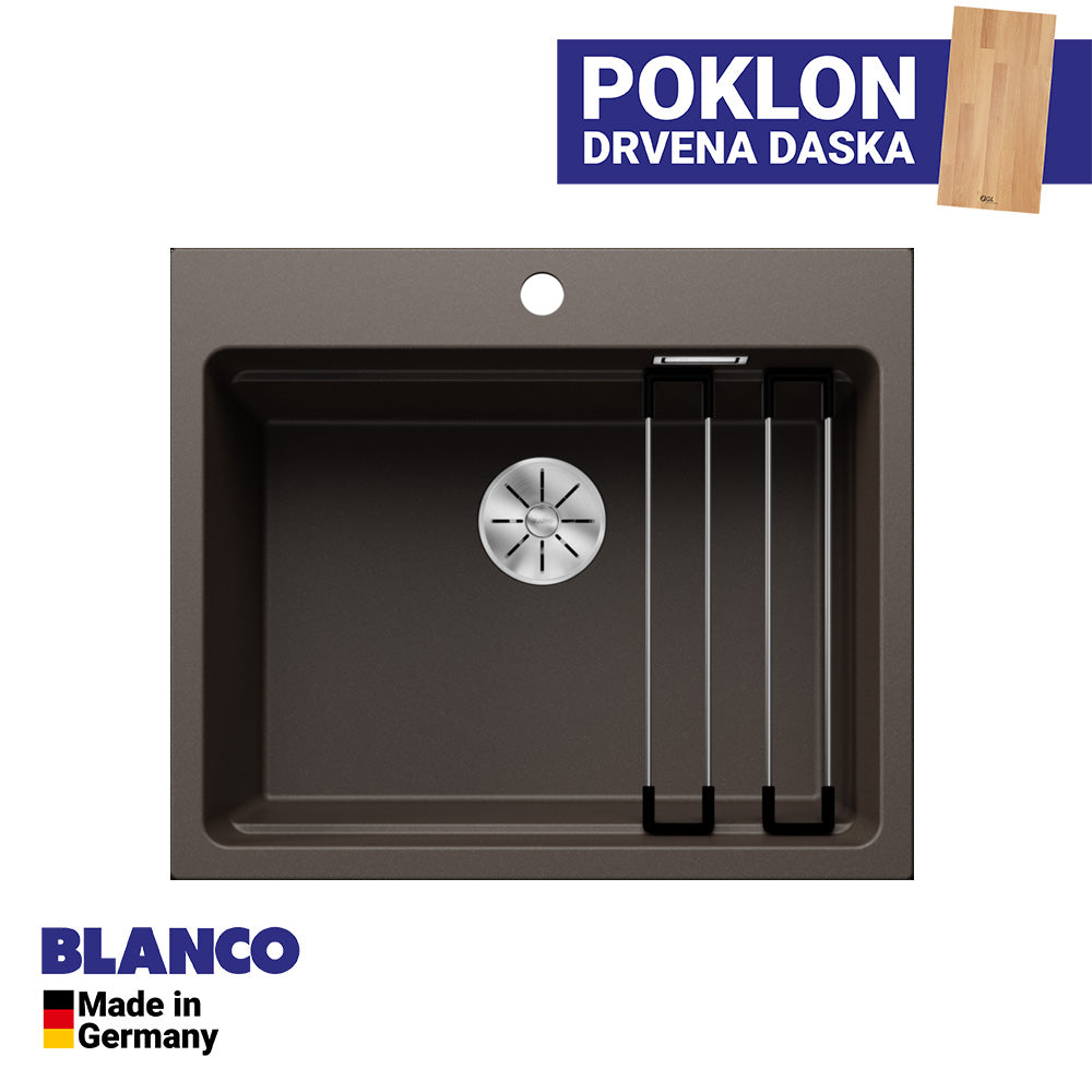 Granitna sudopera Blanco Silgranit ETAGON 6 + pribor + drvena daska - 600x510x220