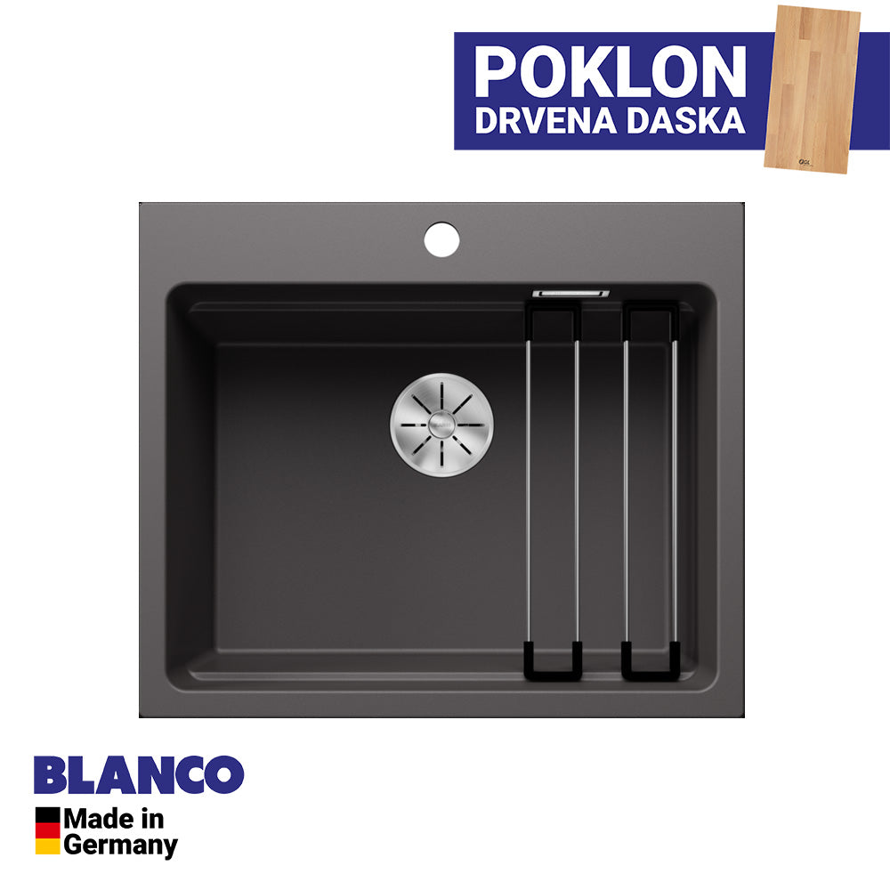 Granitna sudopera Blanco Silgranit ETAGON 6 + pribor + drvena daska - 600x510x220