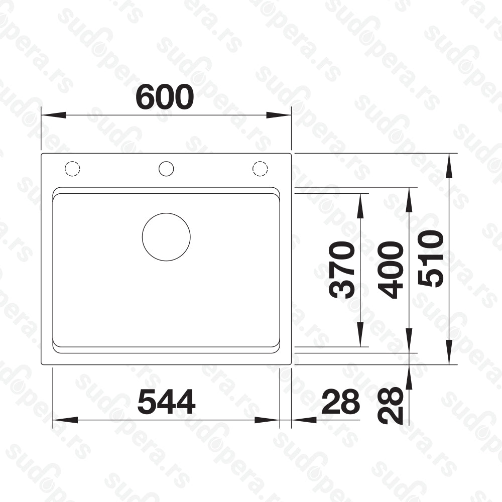 Granitna sudopera Blanco Silgranit ETAGON 6 + pribor + drvena daska - 600x510x220