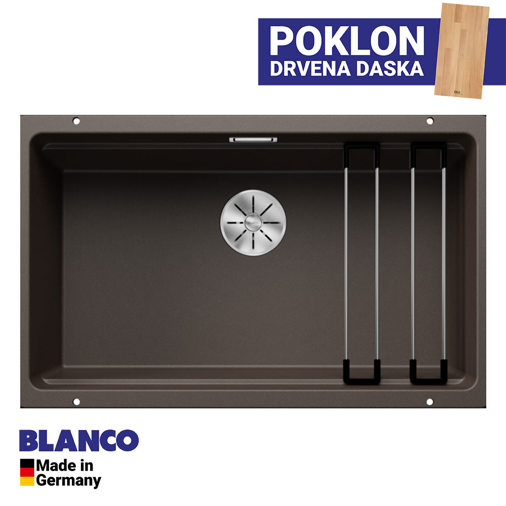 Granitna sudopera Blanco Silgranit ETAGON 700-U + pribor + drvena daska - 700x400x200