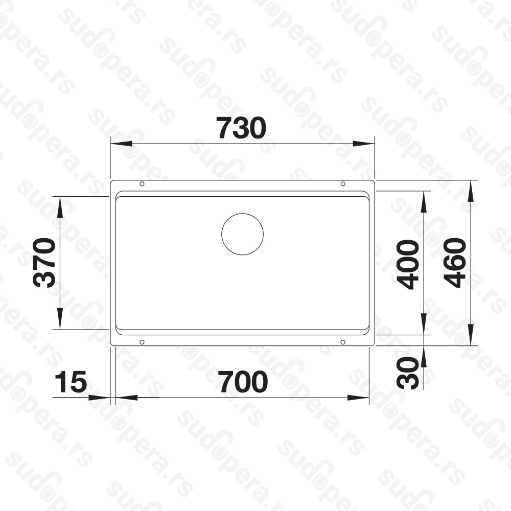 Granitna sudopera Blanco Silgranit ETAGON 700-U + pribor + drvena daska - 700x400x200
