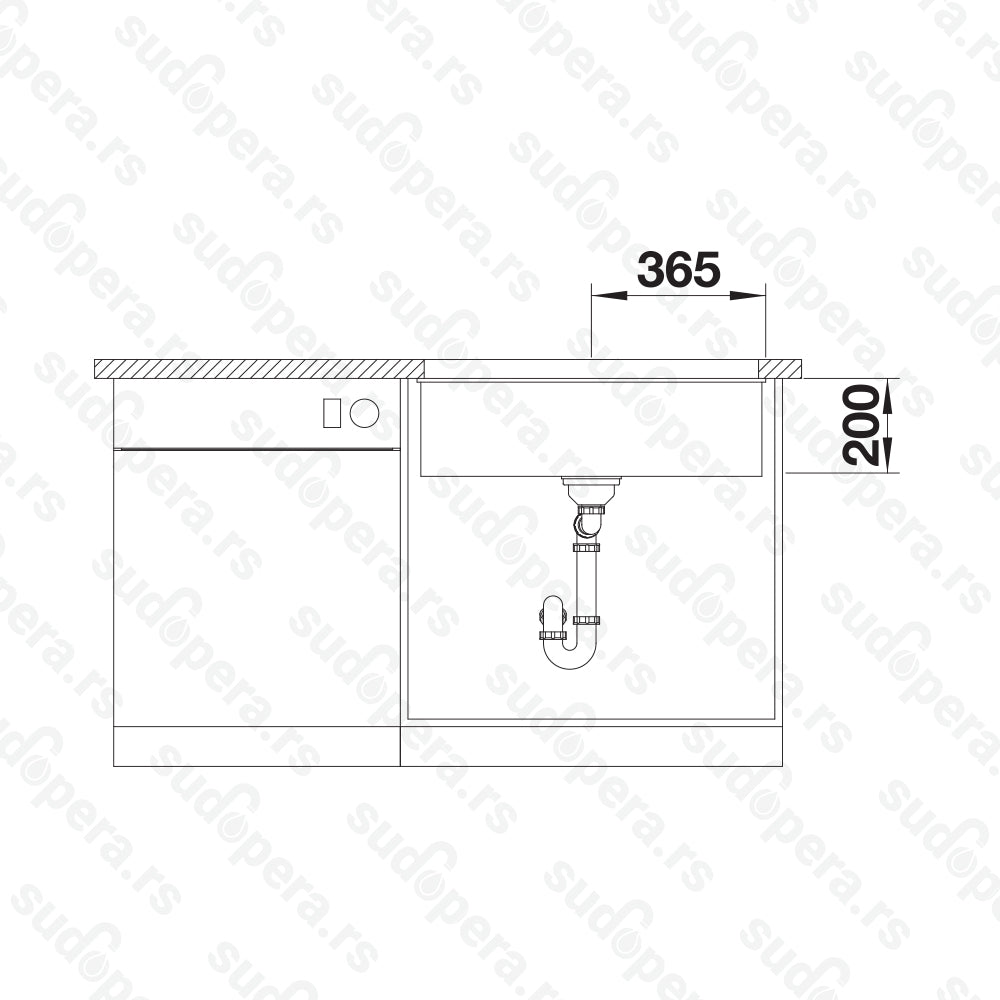 Granitna sudopera Blanco Silgranit ETAGON 700-U + pribor + drvena daska - 700x400x200