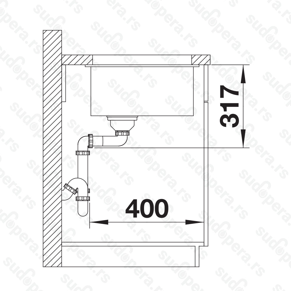 Granitna sudopera Blanco Silgranit ETAGON 700-U + pribor + drvena daska - 700x400x200