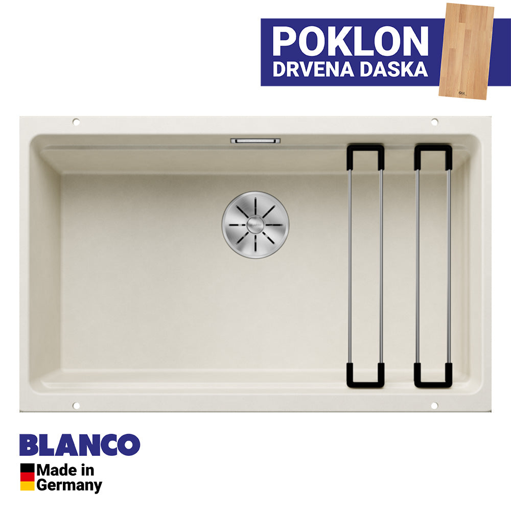 Granitna sudopera Blanco Silgranit ETAGON 700-U + pribor + drvena daska - 700x400x200