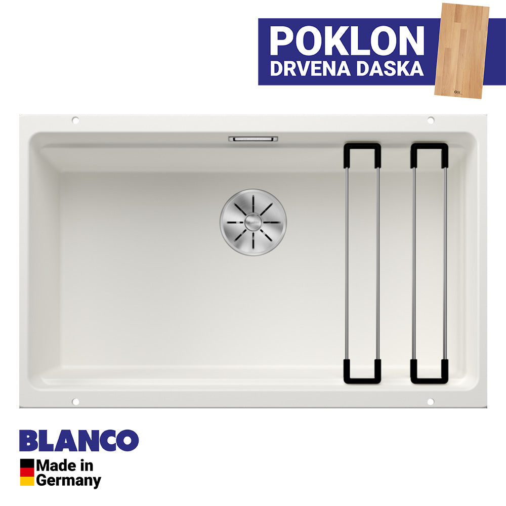 Granitna sudopera Blanco Silgranit ETAGON 700-U + pribor + drvena daska - 700x400x200