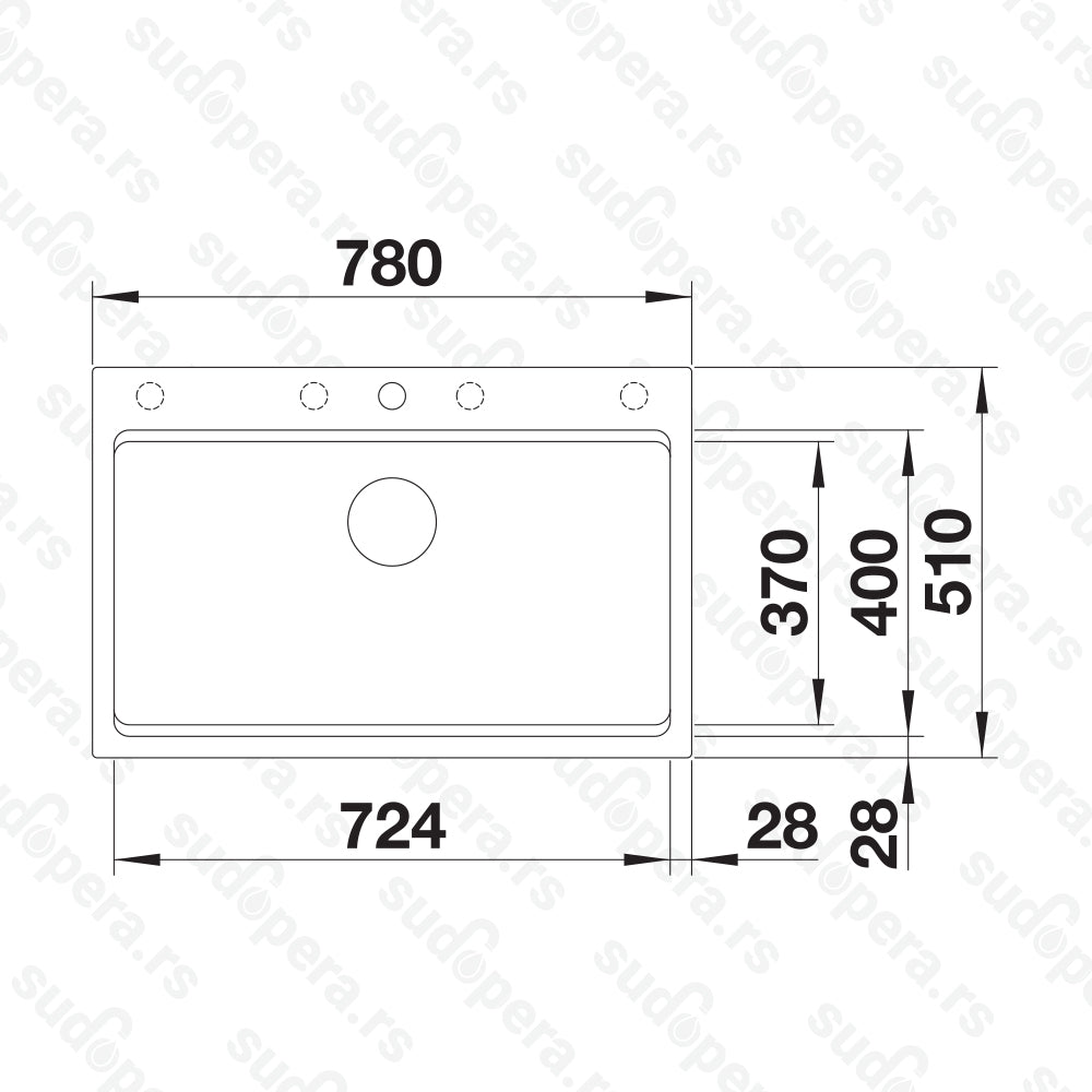 Granitna sudopera Blanco Silgranit ETAGON 8 + pribor + drvena daska - 780x510x220