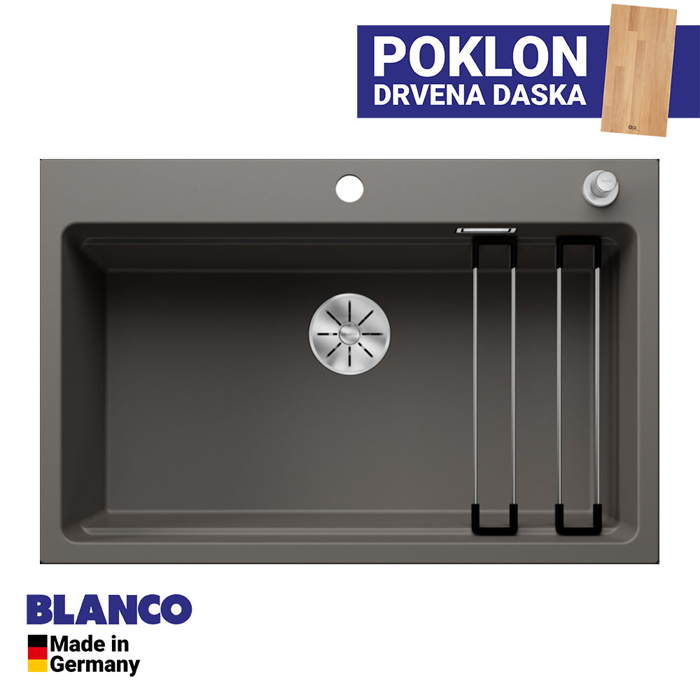 Granitna sudopera Blanco Silgranit ETAGON 8 + pribor + drvena daska - 780x510x220