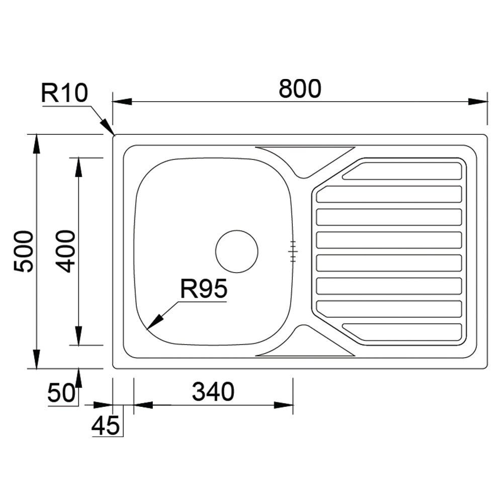 Inox sudopera GL by RODI Okio Line 80 - 800x500x160