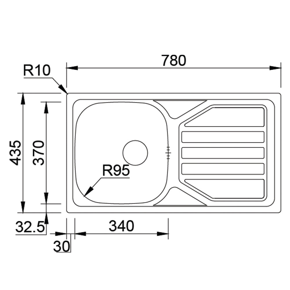 Inox sudopera GL by RODI Okio Line 78 - 780x435x140