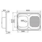Inox nasadna sudopera Metalac STANDARD 1D Leva Mat - 800x600x165
