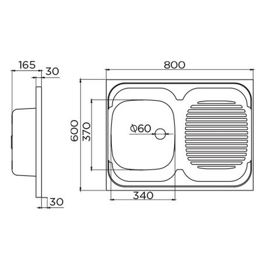 Inox nasadna sudopera Metalac STANDARD 1D Leva Mat - 800x600x165