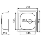 Inox sudopera Metalac QUADRO Mat - 465x435x155