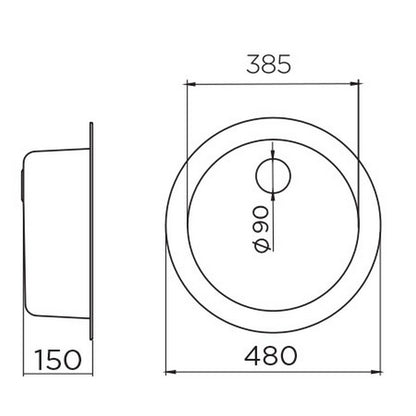 Inox sudopera Metalac VENERA TIP C Mat - fi480x150