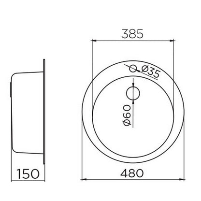 Inox sudopera Metalac VENERA TIP E Mat - fi480x150